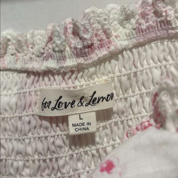 FOR LOVE & LEMONS mills floral puff sleeve crop top - Picture 2 of 6